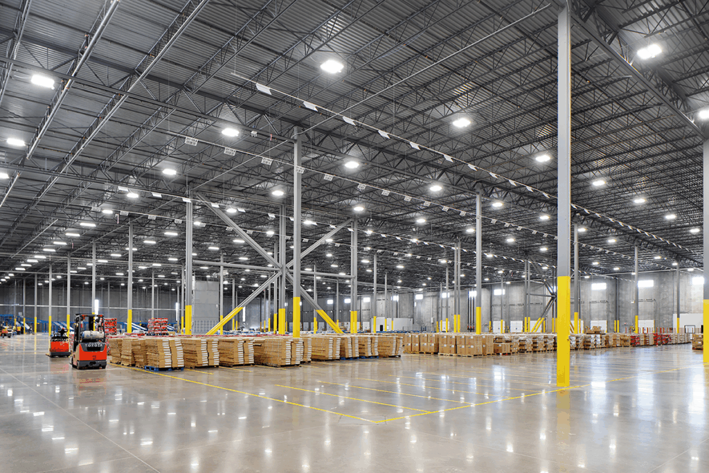 Lights in a warehouse